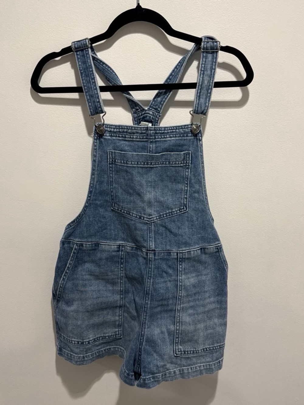 aerie Light Blue Denim Overall Shorts for Women